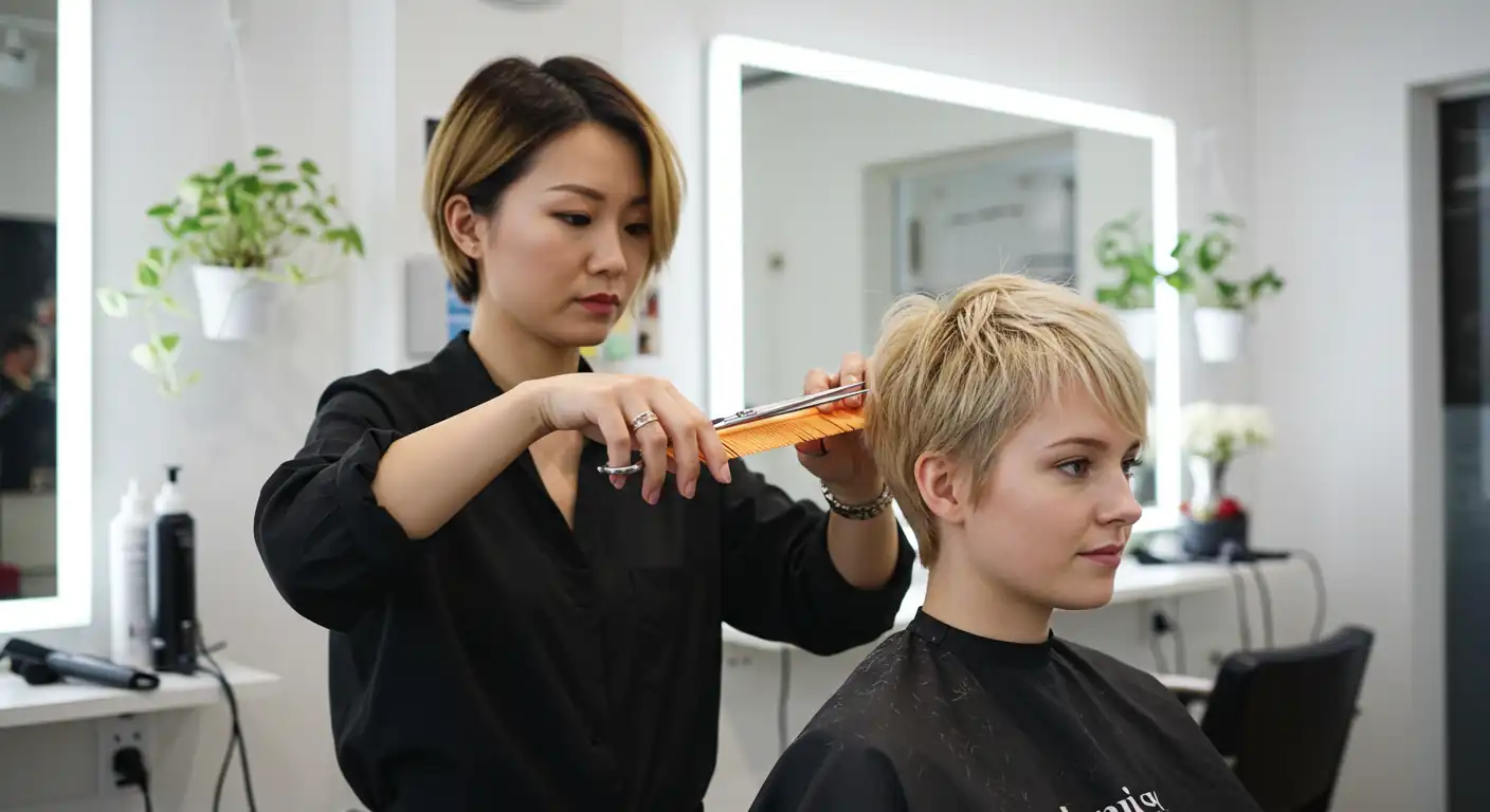 Woman Getting A Haircut