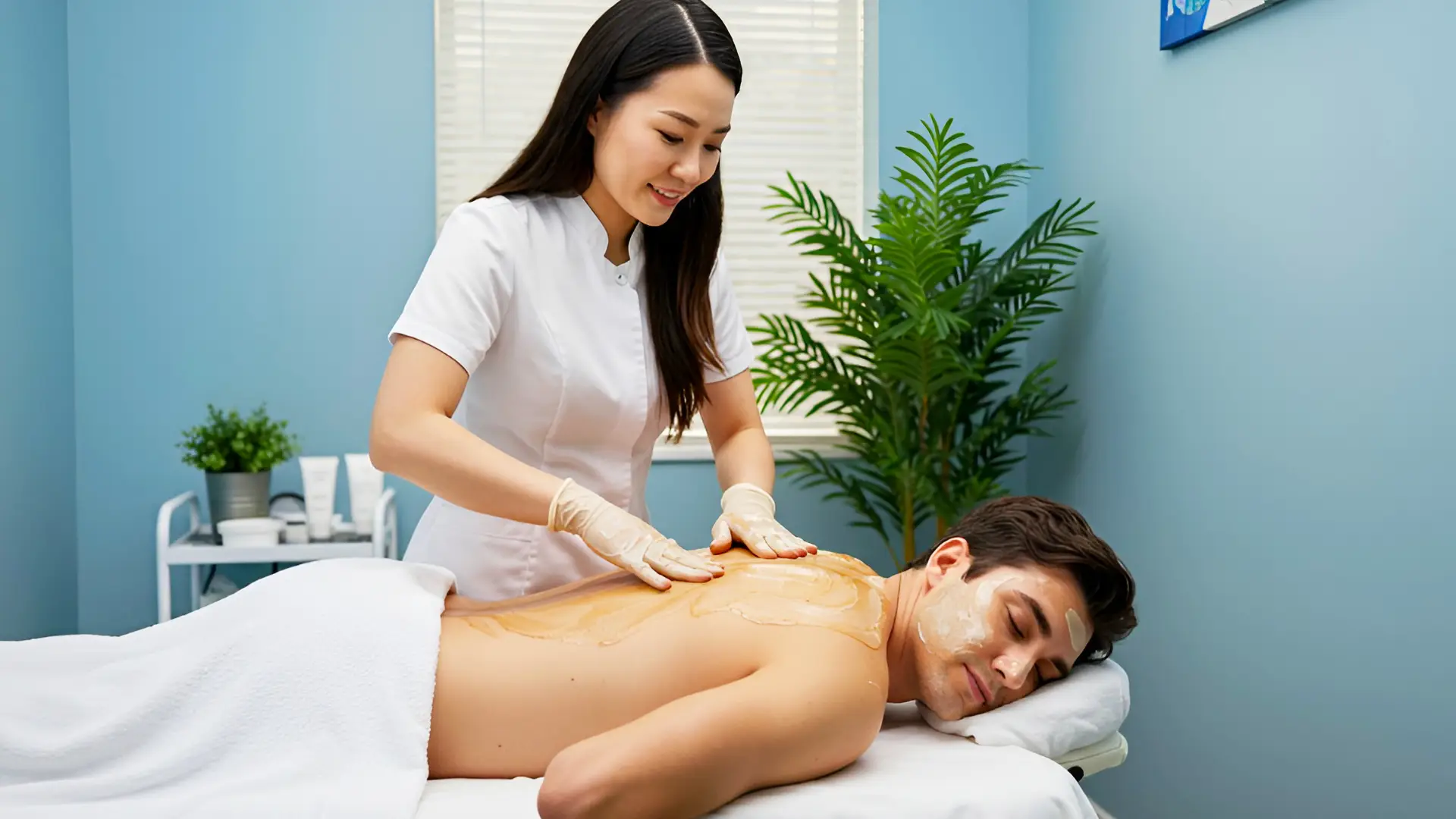 Man Getting a Deep Cleansing Back Facial