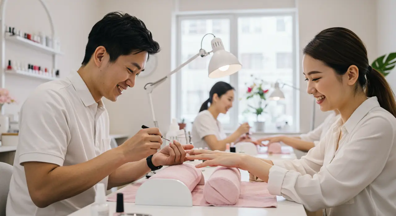 Nail Tech Providing a Professional Manicure