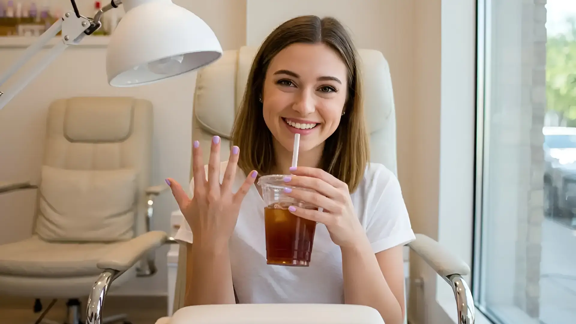 Woman Showing Off Nails After a Manicure