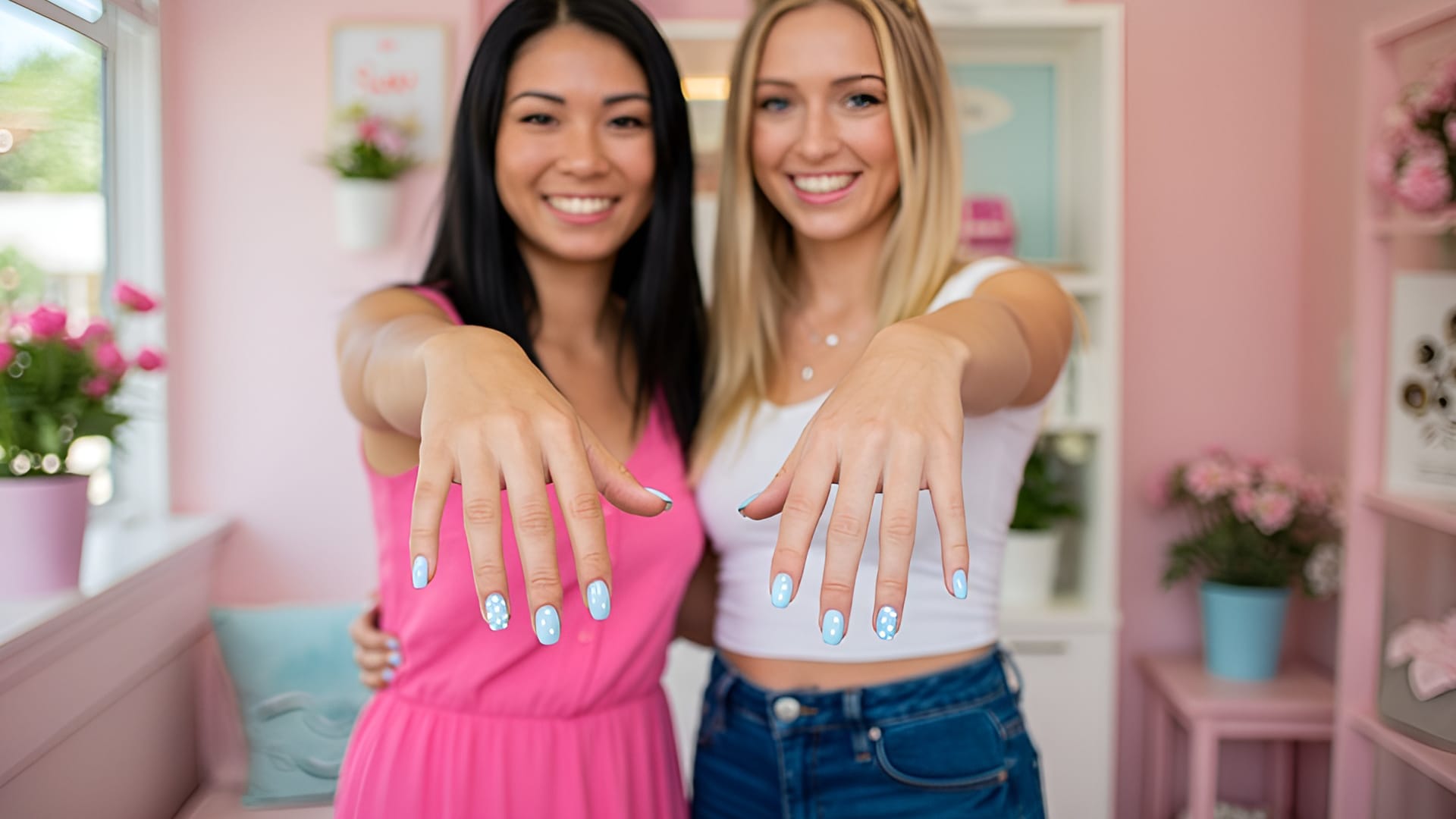 Friends With Baby Blue Nails Manicure