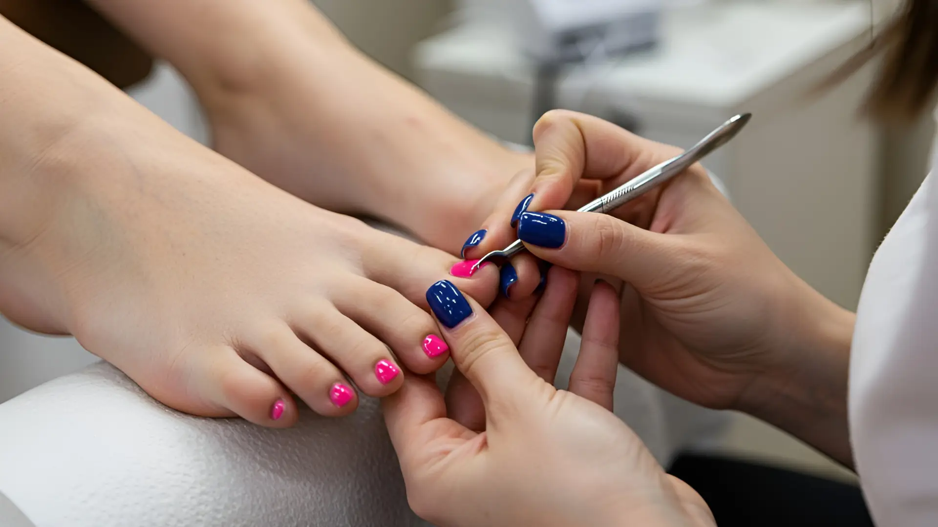 Pedicure With Pink Nail Polish
