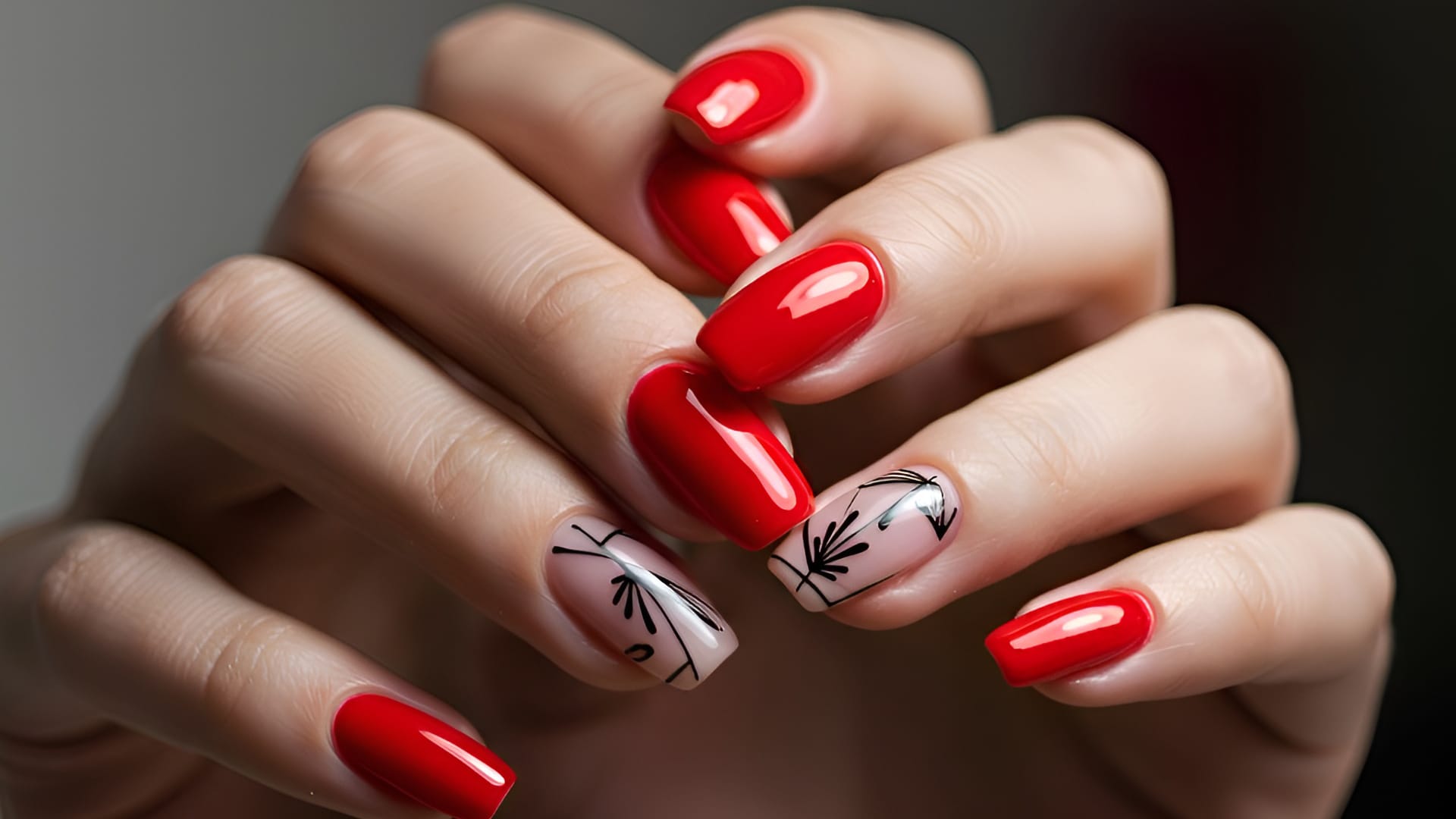 Red Nails and Nail Art Manicure