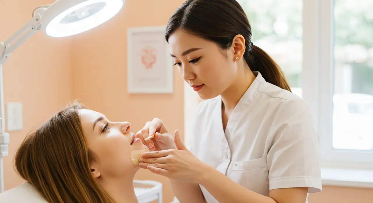 Woman Getting Her Chin Waxed