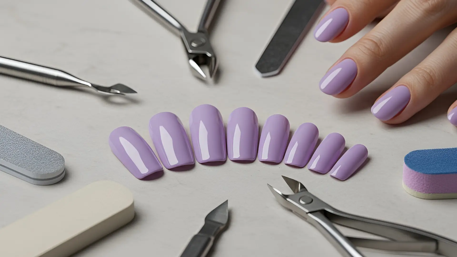 Beautiful Pastel Purple Squoval Nails