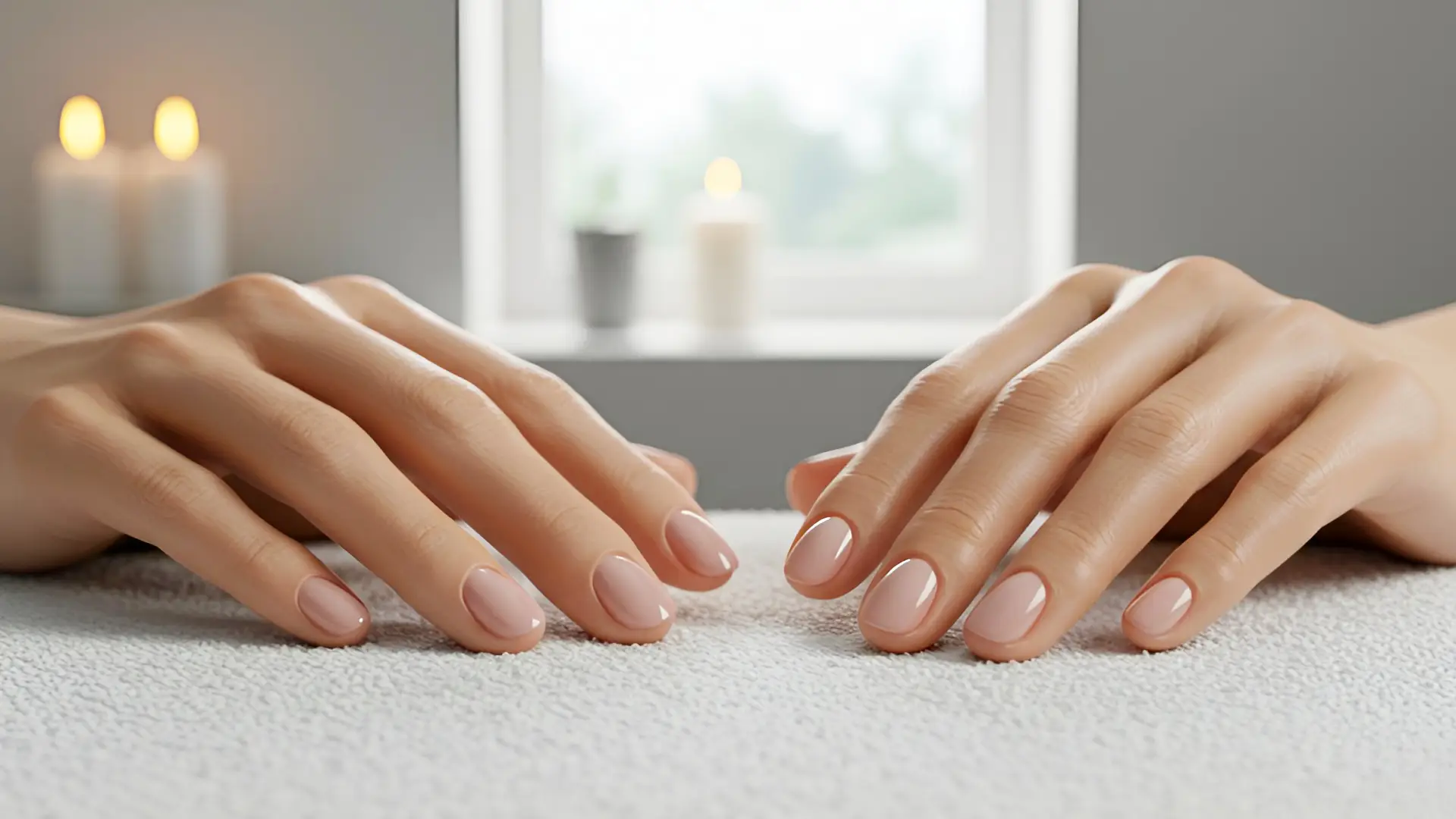 Closeup of Round Nails and Soft Pink Polish