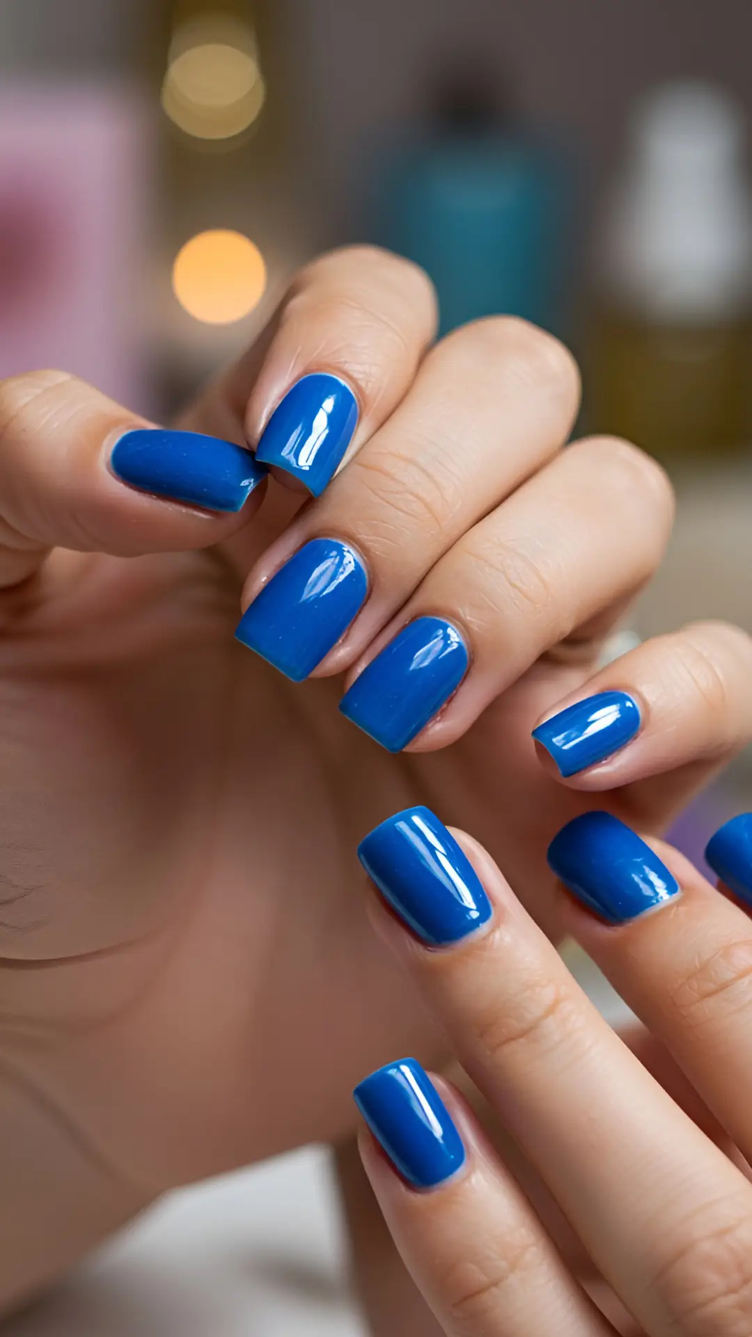 Beautiful Blue Dip Powder Manicure