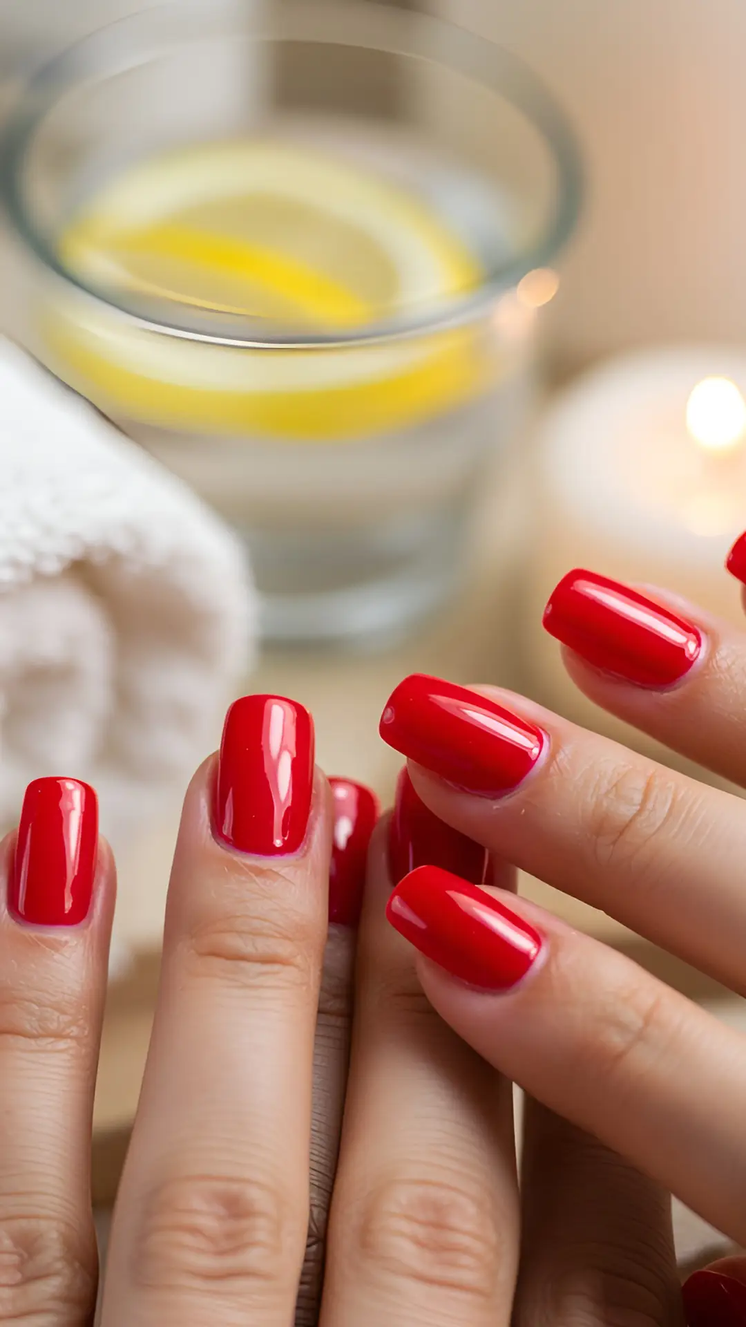 Bright Red Dip Powder Manicure