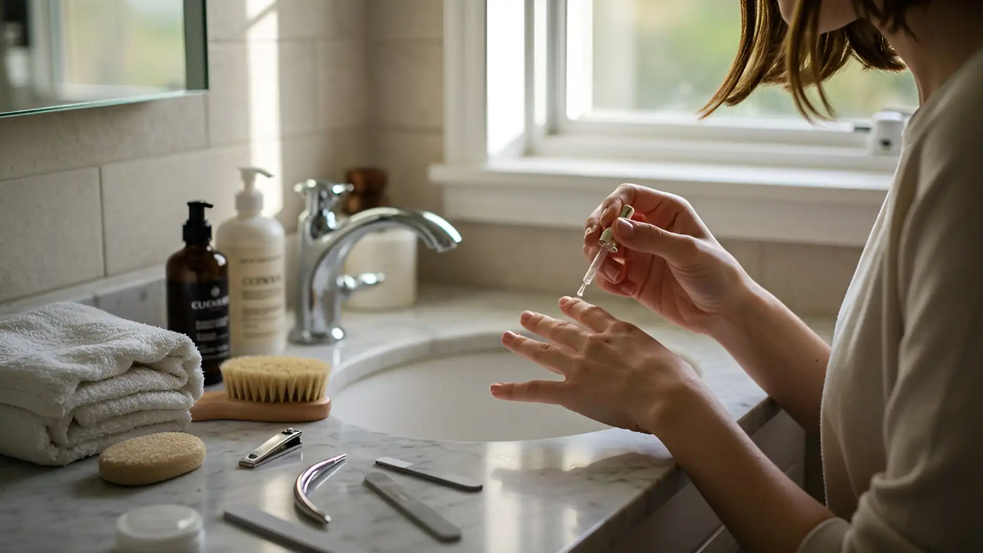Morning Nail Care Routine at Vanity